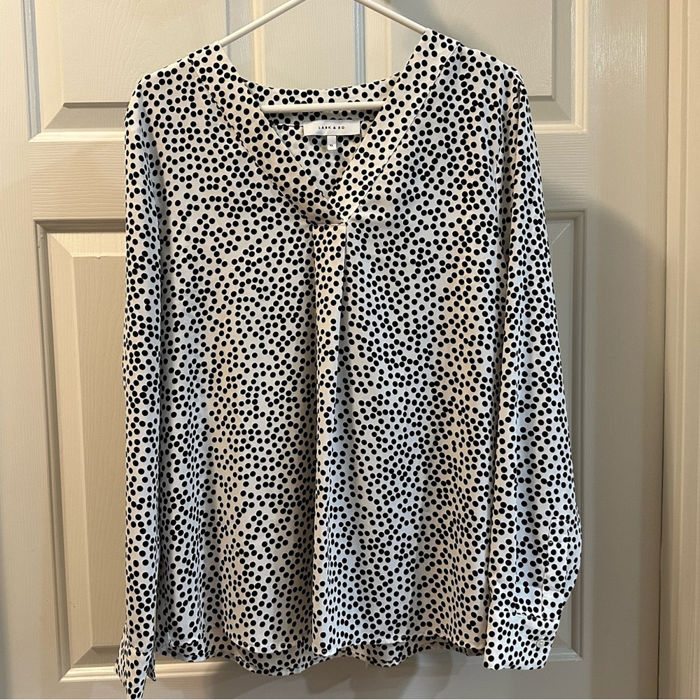 Lark & Ro Black and White Polka Dot Blouse